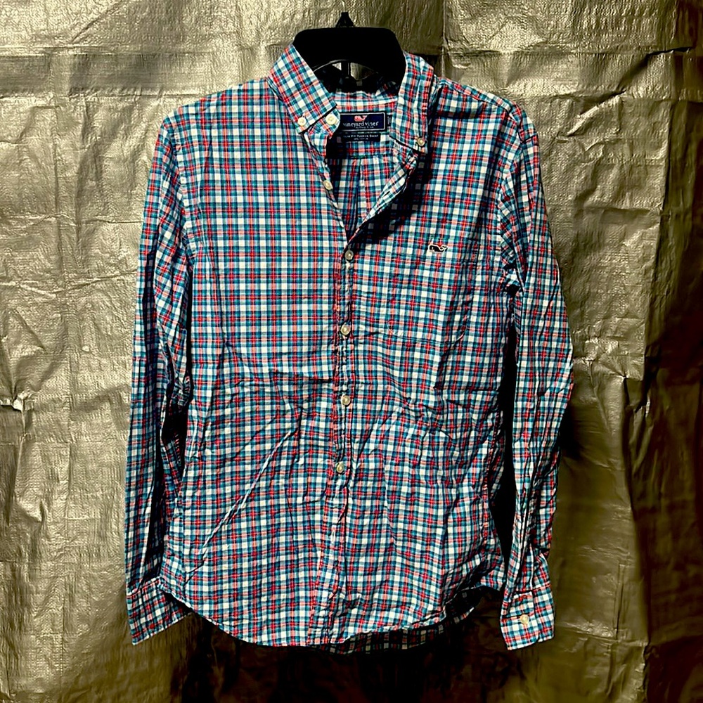 Vineyard Vines slim fit tucker shirt size men’s small 100% cotton plaid